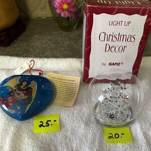 GANZ Blue Angel Heart Ornament $25  & tree globe$20